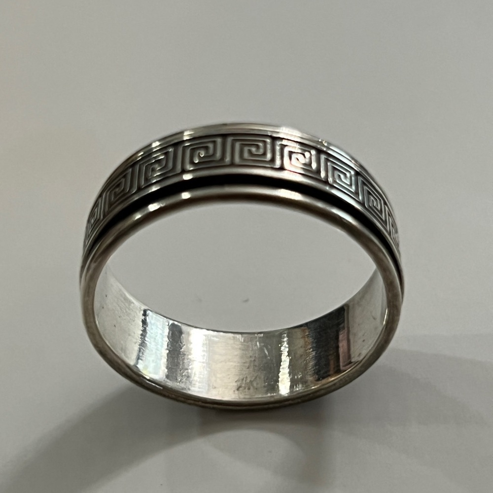 Silver Greek Key Pattern Ring - Picture 2 of 6